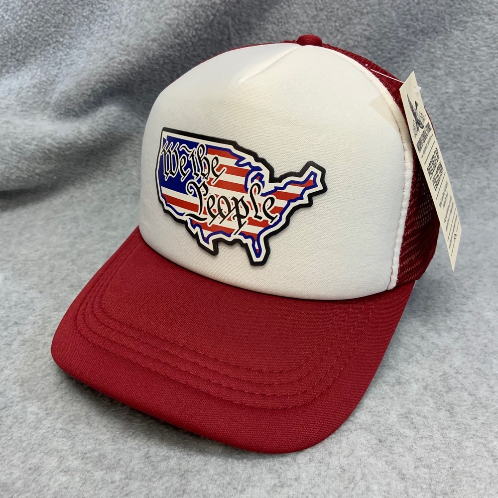 We The People USA Map Patch Mens Red Trucker Hat Snapback OSFM NWT